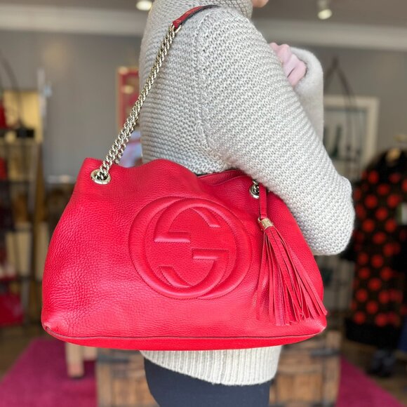 GUCCI Pebbled Calfskin Medium Soho Chain Shoulder Bag - Picture 2 of 9